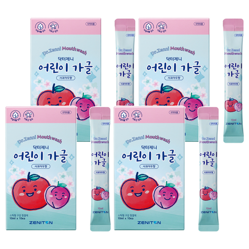 제니튼 닥터제니 스틱 어린이 가글 사과자두향 10p, 100ml, 4개