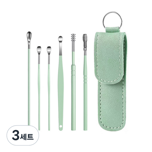 모나코올리브 손맛중독 귀이개 6종 + 파우치 세트 민트, 3세트