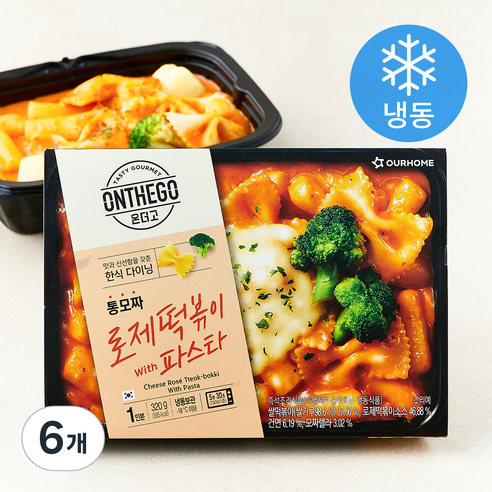 아워홈 온더고 통모짜 로제 떡볶이 with 파스타 (냉동), 320g, 6개