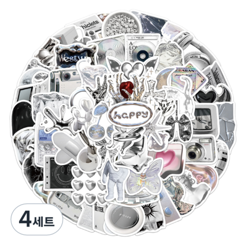 특별한상점 캐리어 노트북 여행 방수 스티커 세트 TT063-66PCS, 실버 데이, 4세트