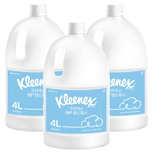 크리넥스 99 플러스 핸드워시 리필 허브파우더, 4L, 3개