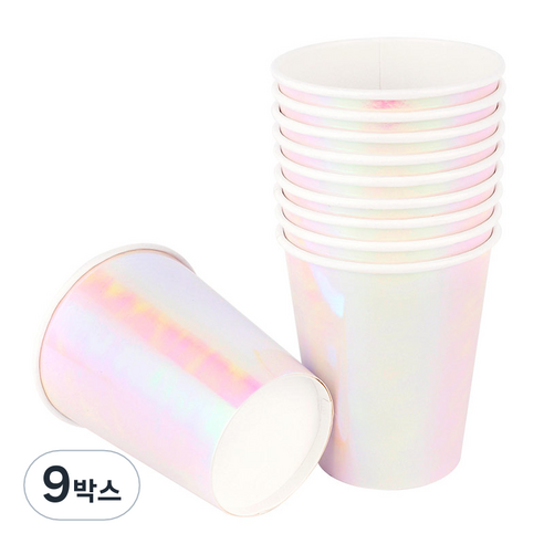 메탈릭 파티컵 홀로그램 화이트 240ml, 9개