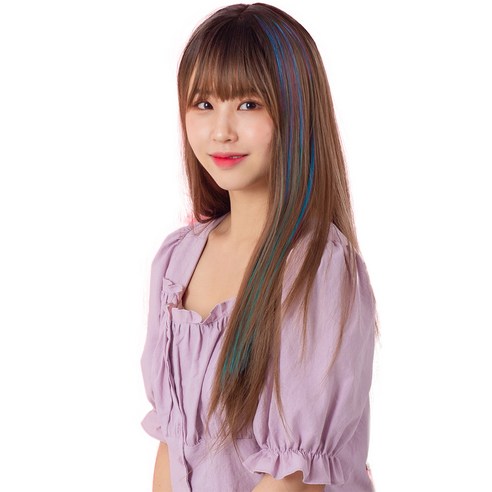 가발위드 투톤 스트레이트 컬러 헤어피스 5p + 트윙클 붙임머리 세트, 블루민트(피스), 랜덤발송(트윙클 붙임머리), 1세트