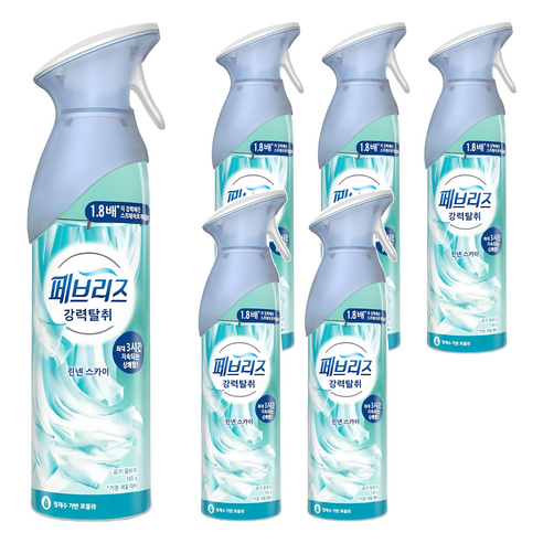 페브리즈 에어 실내 탈취제 린넨 스카이 본품, 165g, 6개
