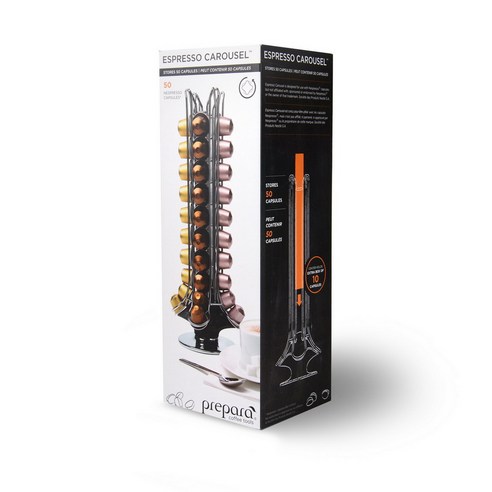 세련된 디자인과 실용적인 기능을 결합한 프리파라 네스프레소 캡슐 디스펜서로 키친을 정리하고 스타일을 더하세요.