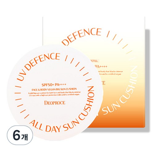 디오프러스 유브이 디펜스 올 데이 선쿠션 SPF50+ PA++++, 25g, 6개