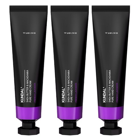 쿤달 시어버터 앤 마카다미아 퓨어 핸드크림 프렌치라벤더향, 50ml, 3개