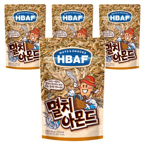 HBAF 멸치 아몬드, 300g, 4개