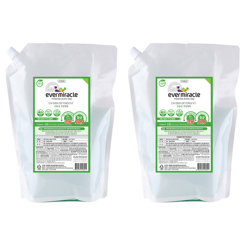 에버미라클 친환경 주방세제, 1.5L, 2개