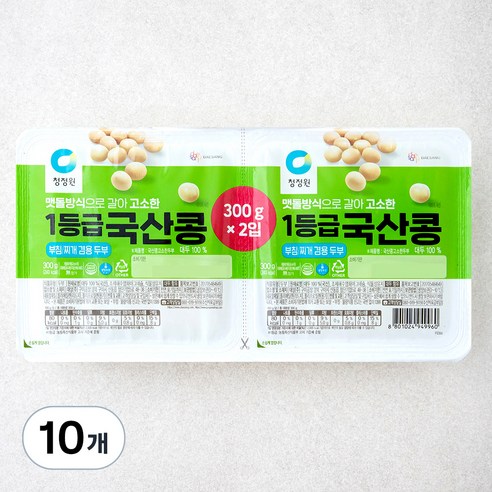 청정원 1등급 국산콩 두부 부침찌개 겸용, 300g, 10개