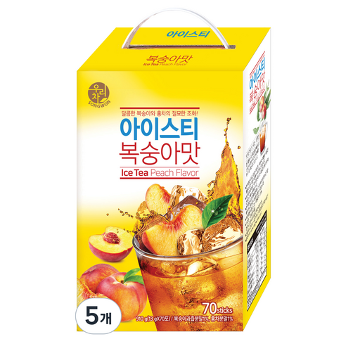 우리차 아이스티 복숭아, 13g, 70개입, 5개