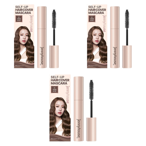 제니하우스코스메틱 셀프업 헤어 새치 커버 마스카라 8ml, 내추럴 브라운, 3개