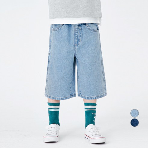 롤리트리 아동용 버뮤다 와이드 데님 팬츠