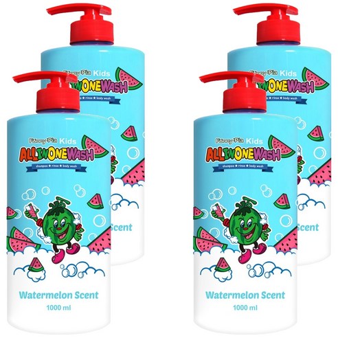 퍼니피아 키즈 3in1 올인원클렌저 수박, 1000ml, 4개