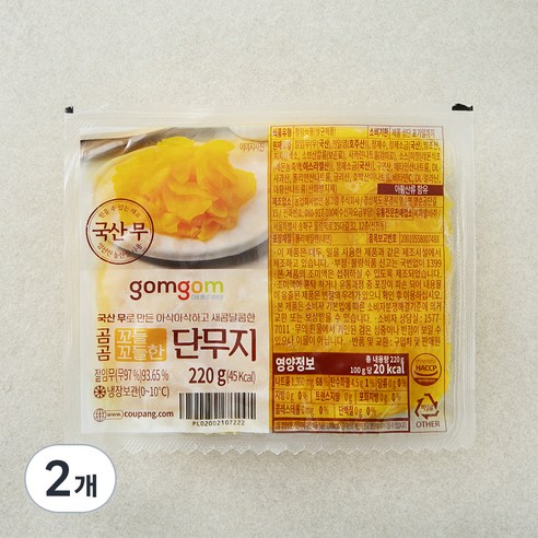 곰곰 꼬들꼬들한 단무지, 220g, 2개