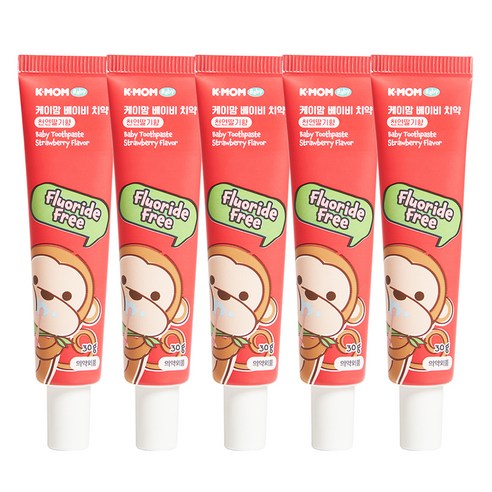케이맘 베이비 무불소 치약 딸기향, 30g, 5개