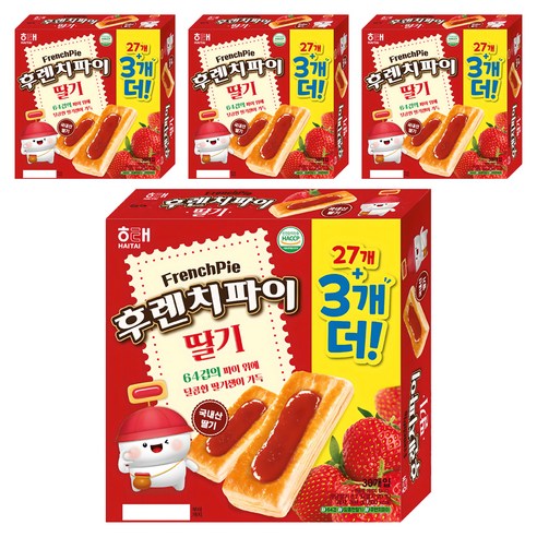해태제과 후렌치파이 딸기, 384g, 4개