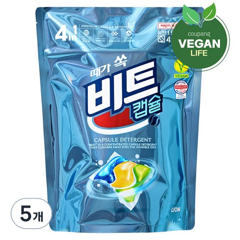 비트 때가 쏙 비트팟 티트리오일향 캡슐세제, 42개입, 5개