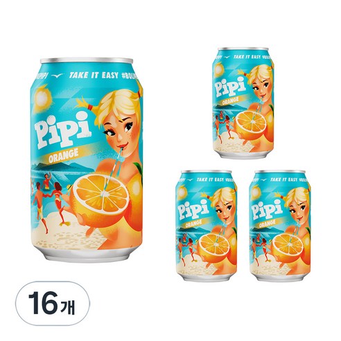 피피 오렌지 비치음료 캔, 330ml, 16개