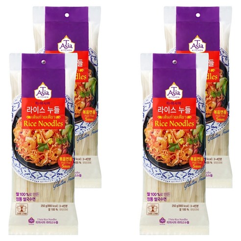 티아시아키친 라이스누들 볶음면용 5mm, 250g, 4개