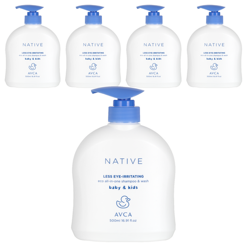 아브카 네이티브 베이비 눈시림 적은 에코 올인원 샴푸 앤 워시, 500ml, 5개
