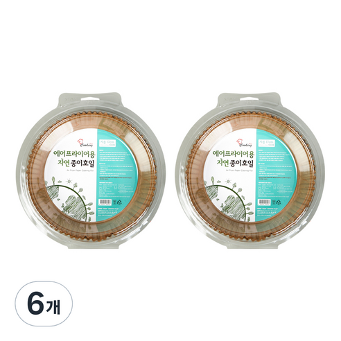 쿠킹플러스 에어프라이어용 자연 종이호일 17cm 100p, 100개입, 6개