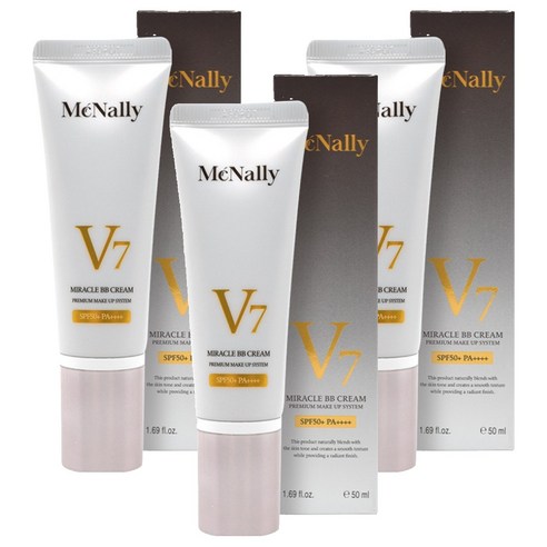 맥넬리 V7 미라클 비비 크림 SPF50+ PA++++, 혼합색상, 50ml, 3개