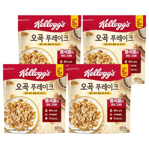 켈로그 오곡 푸레이크 시리얼, 1.2kg, 4개