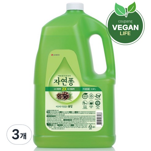 자연퐁 솔잎 주방세제 용기형 리필, 3.92L, 3개