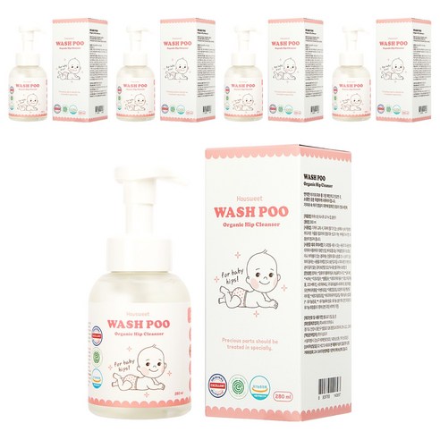하우스윗 유아용 워시푸 오가닉 약산성 힙 클렌저, 280ml, 5개
