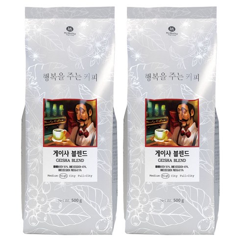 맥널티커피 게이샤 블렌드 커피 원두, 홀빈(분쇄안함), 500g, 2개