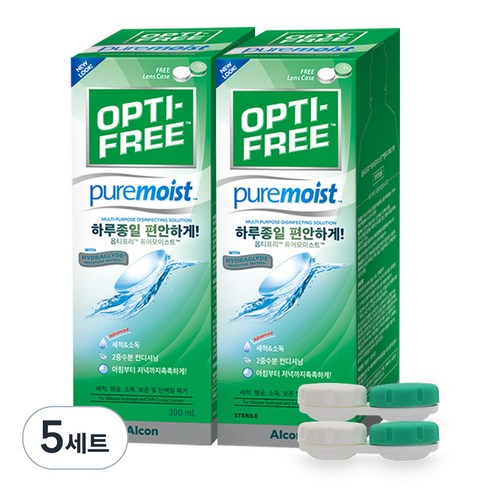 옵티프리 퓨어모이스트 렌즈세정액 300ml 2p + 렌즈케이스 2p, 5세트