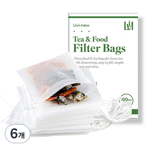 리비뉴 국물 육수용 일회용 다시백, 대(L), 100개입, 6개