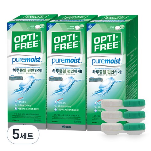옵티프리 퓨어모이스트 렌즈세정액 + 렌즈케이스, 900ml, 5세트