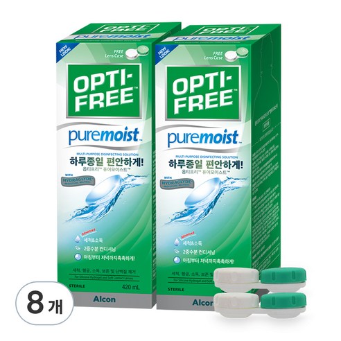 옵티프리 퓨어모이스트 렌즈세정액 + 렌즈케이스, 8세트