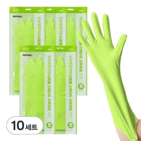 브릭글로 안찢어지는 니트릴 고무장갑 오브제포키친, 라임펀치, 소(S), 10세트