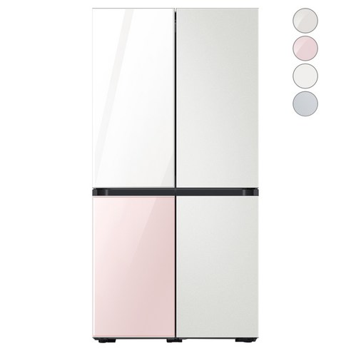 [색상선택형] 삼성전자 비스포크 프리스탠딩 냉장고 방문설치, RF85A9241AP, 글램 화이트 + 코타 화이트 + 글램 핑크