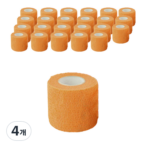하이가이 고탄력 자가점착 코바 탄력 테이핑 압박붕대 오렌지 5cm, 4개, 24개입