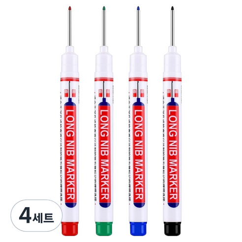 유니비 인테리어 목공 욕실 작업용 롱닙 다목적 마카펜 20mm 4종 세트, 4세트, 4색