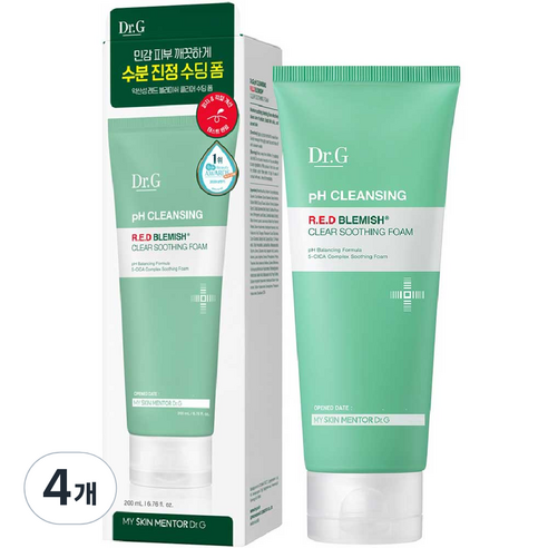 닥터지 약산성 레드 블레미쉬 클리어 수딩 폼, 200ml, 4개