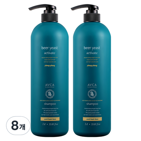 아브카 맥주효모 두피케어 탈모증상완화 샴푸 일랑일랑, 1000ml, 8개