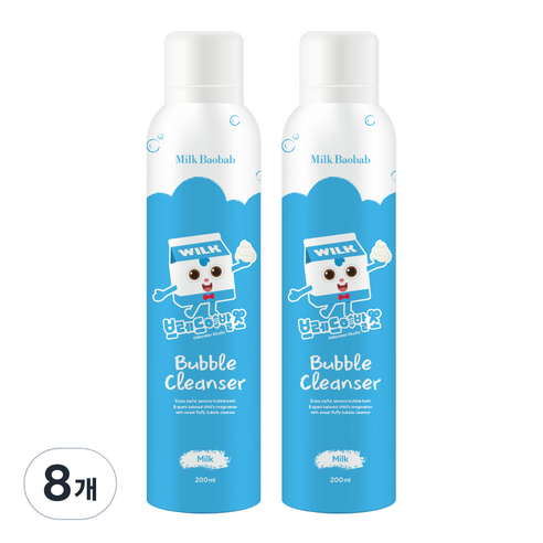 밀크바오밥 베이비앤키즈 버블 바디클렌저 화이트 우유향, 8개, 200ml