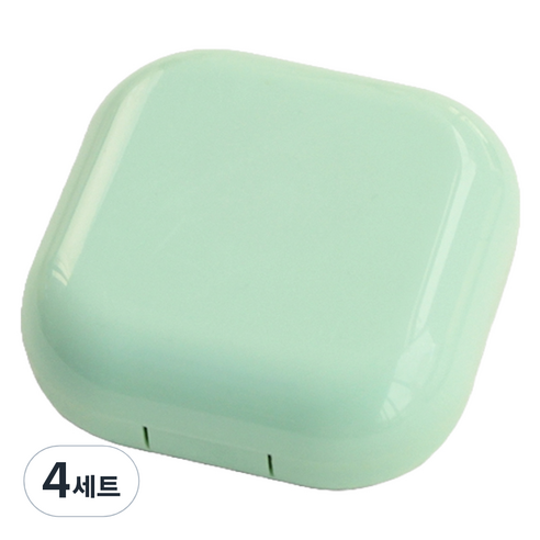 라피던트 파스텔 팩트 거울 케이스 + 렌즈통 + 집게 + 흡착봉 세트, 민트, 4세트