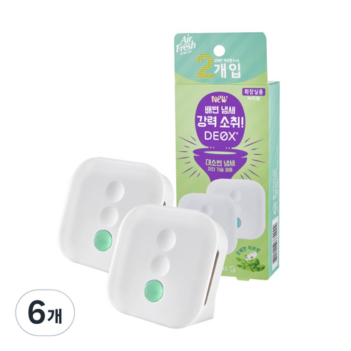 에어후레쉬 데옥스 화장실용 비치형 방향제 상쾌한 허브향 2p, 12ml, 6개