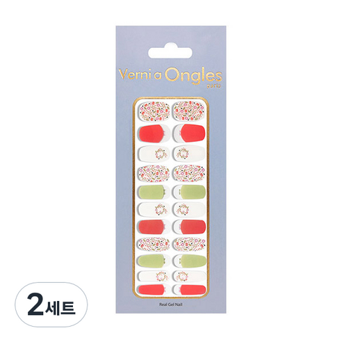 베르니아옹글스 리얼 젤네일 스티커 22p + 파일 + 알콜솜 세트, V-64 러블리 덩굴, 2세트