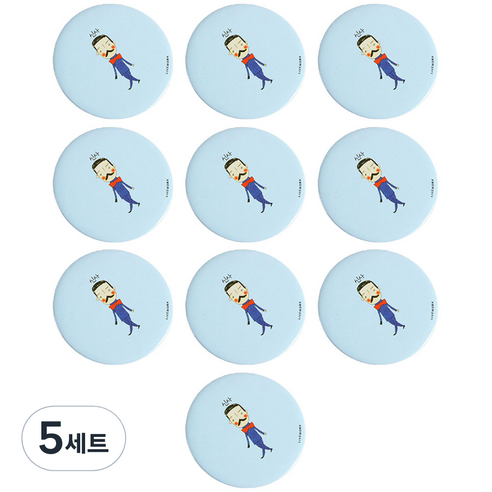 달모아 캐릭터 휴대용 미니 원형 손거울 10종, C, 랜덤발송(테두리), 5세트