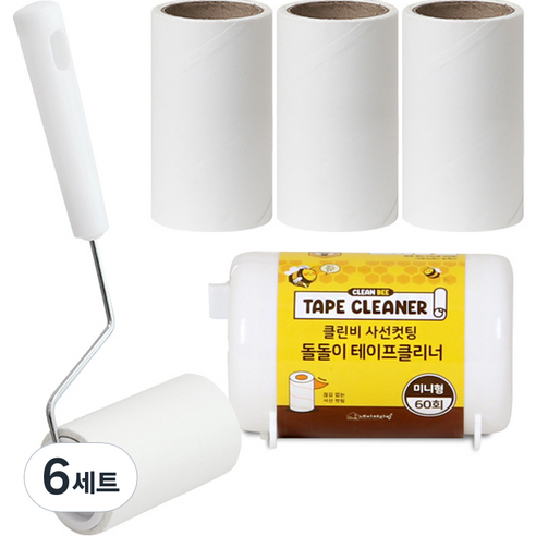 네이쳐리빙 클린비 사선컷팅 돌돌이 테이프 클리너 본체 + 리필 4p, 6세트