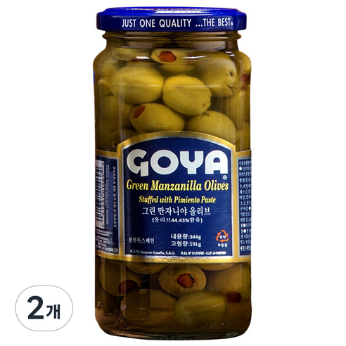 고야 그린 만자니야 올리브 절임, 344g, 2개