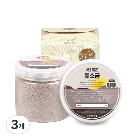 단심답례품 3년 묵은 천일염 톳소금 + 골드 선물박스, 300g, 3개