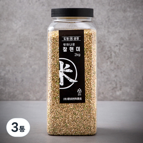 도정공장 씻어나온 찰현미, 2kg, 3통